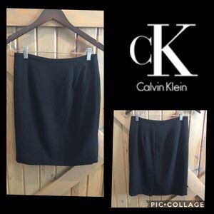 Calvin Klein Sz 2P Suit Skirt Black Straight Lined